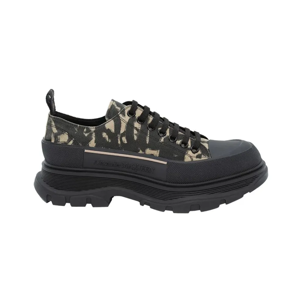 Alexander McQueen Graffiti Tread Slick Low Lace Up Beige Black (705668W4TG59787)