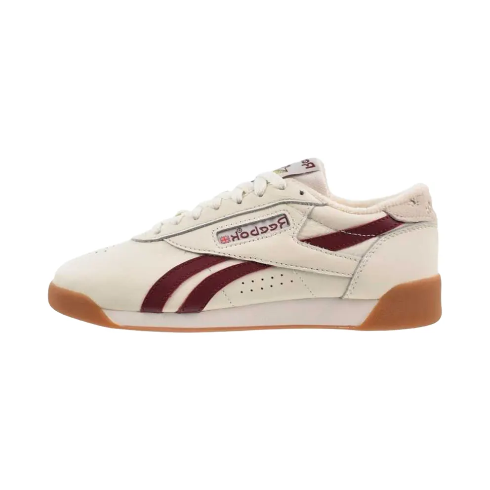 Reebok Freestyle Lo “Chalk / Classic Burgundy / Gum” (100256-059)