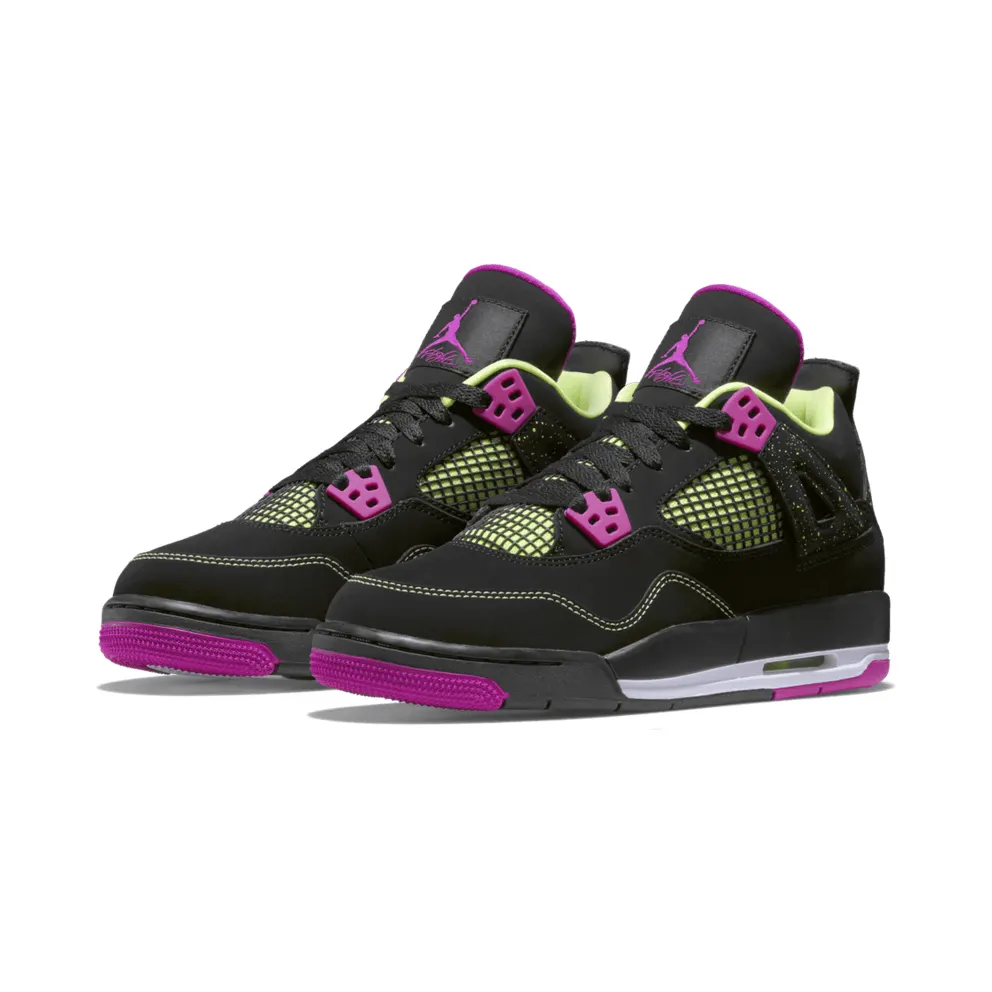 Jordan 4 Retro Fuschia (GS) Black/Fuschia Flash-Liquid Lm-White (705344-027)