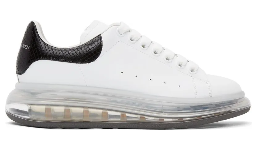 Alexander McQueen White & Brown Croc Clear Sole Oversized Sneakers (645872WHZ4P)