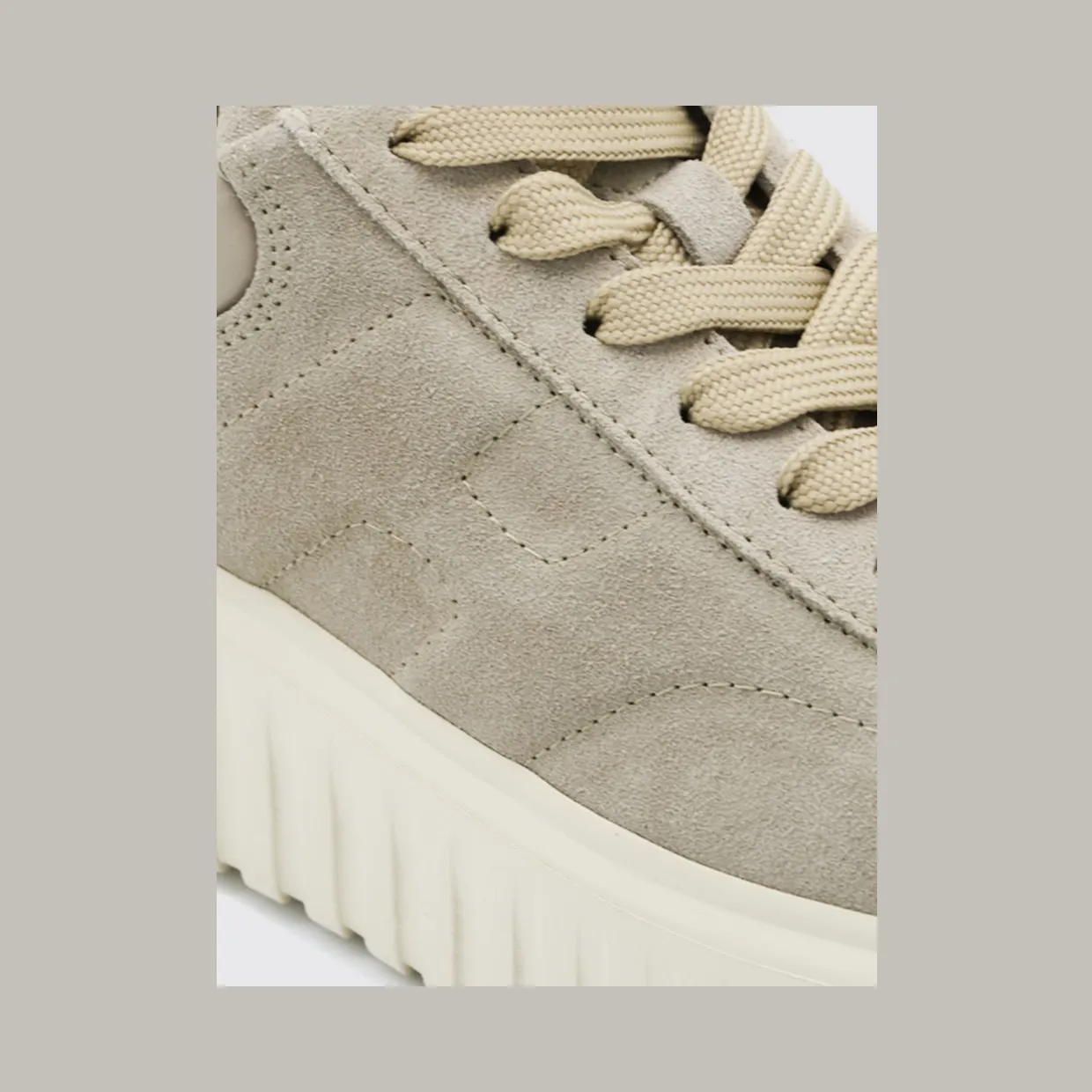 Hogan H-Stripes Suede Platform Sneakers Beige (HXW6450FC6TPJQC803) (3)