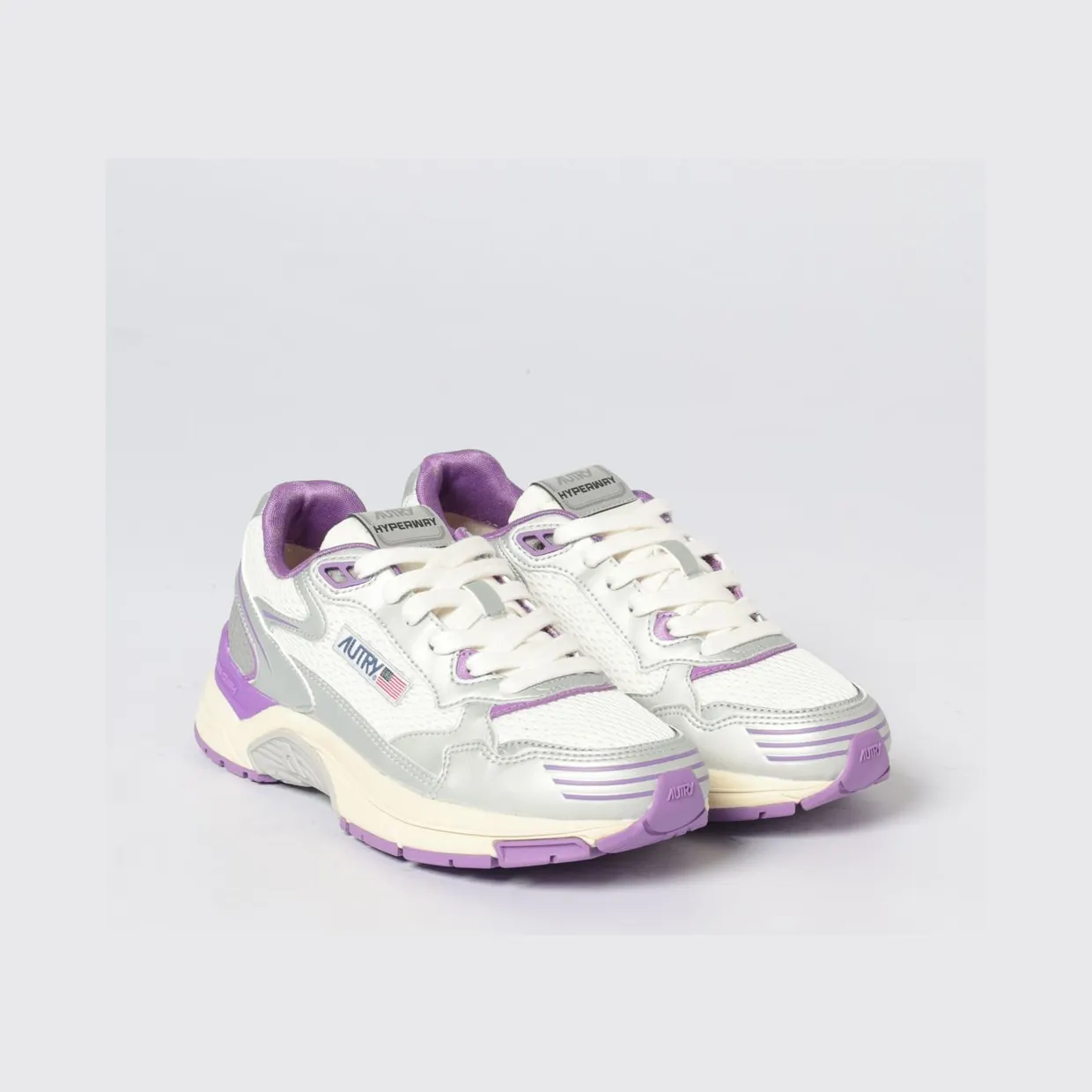 Autry Hyperway Mesh and Laminated Rubber Sneakers Silver (HYLWMV05)