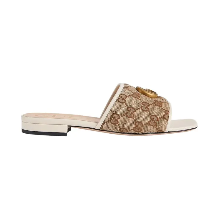 Gucci Double G Slide Sandal White Canvas (619893 2HK80 9795)