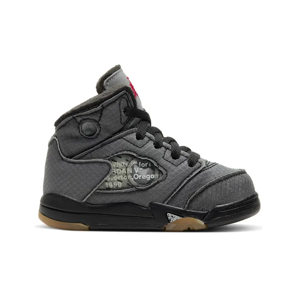 Jordan 5 Retro Off-White Black (TD) Black/Muslin-Fire Red (CV4828-001)