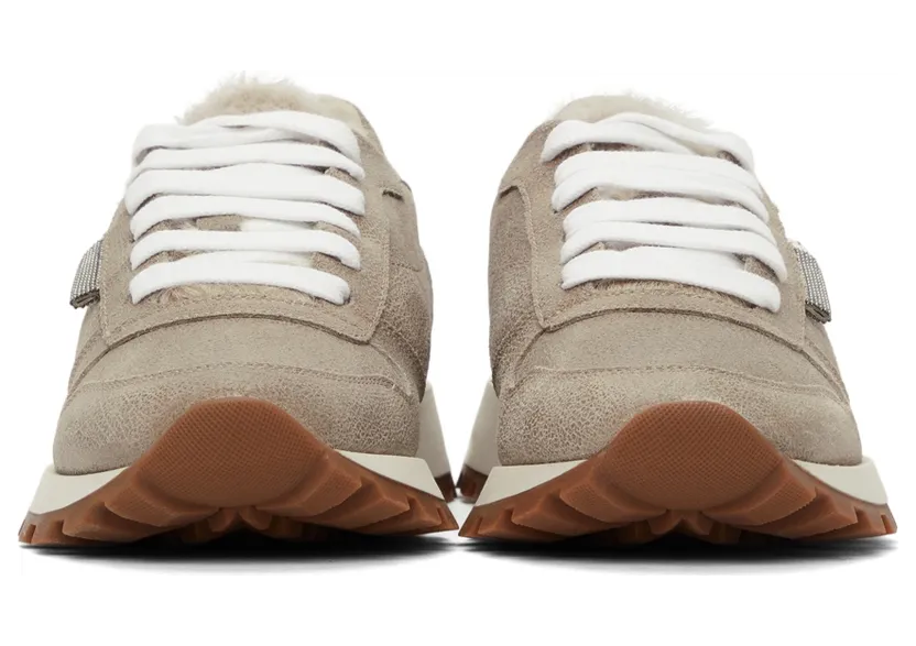 Brunello Cucinelli Grey Suede Low-Top Sneakers (MZAMG2115) (2)