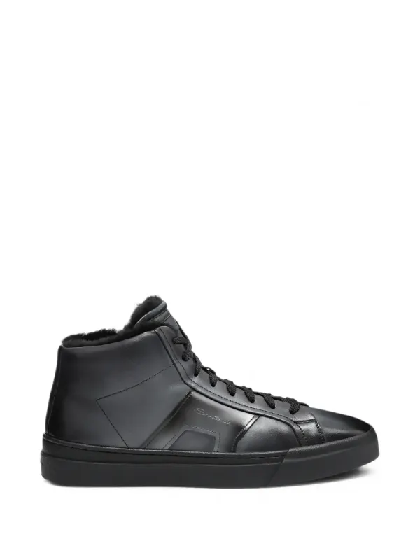Santoni Men’S Leather Double Buckle Sneaker With Fur (MBGT22025NEOPGON)