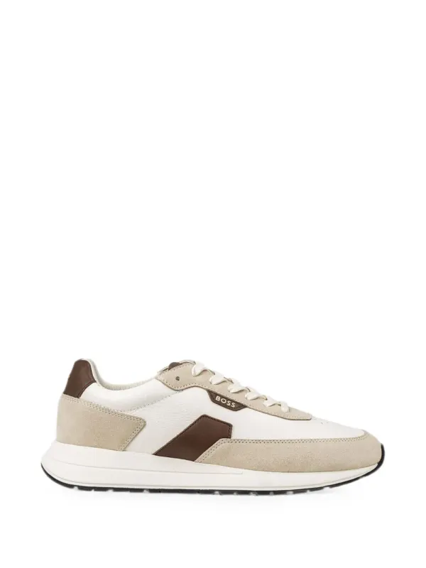 BOSS Leren sneakers with vlakken – Beige (50568951)