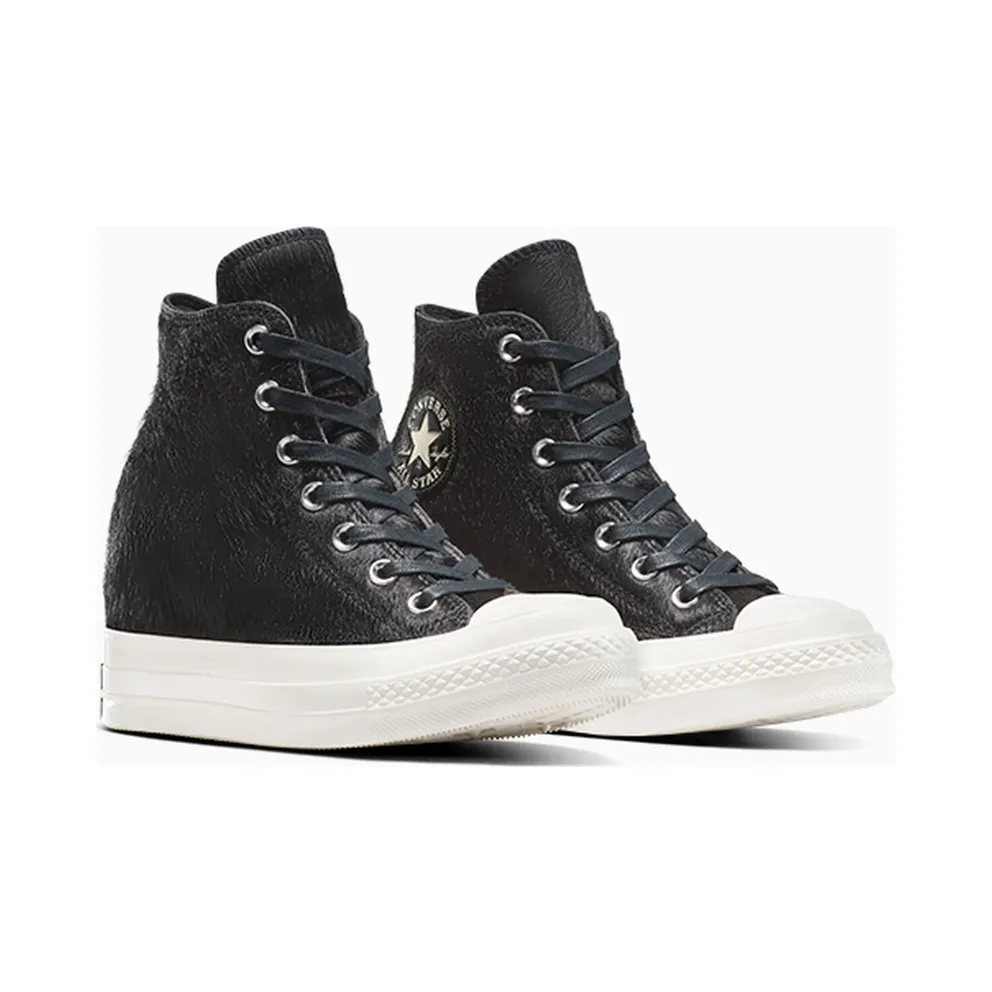 Converse Chuck 70 Wedge Platform Luxe Pony Hair Black/Black/Egret (A12561C)