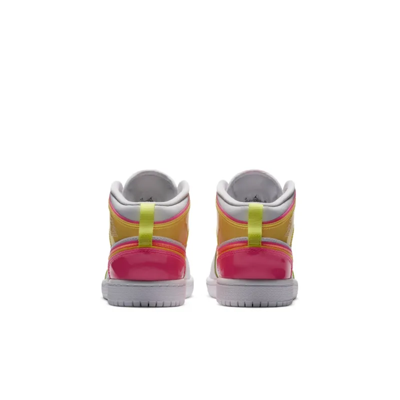 Jordan 1 Mid SE Edge Glow (PS) White/Hyper Crimson-Pink Blast (CV4612-100)
