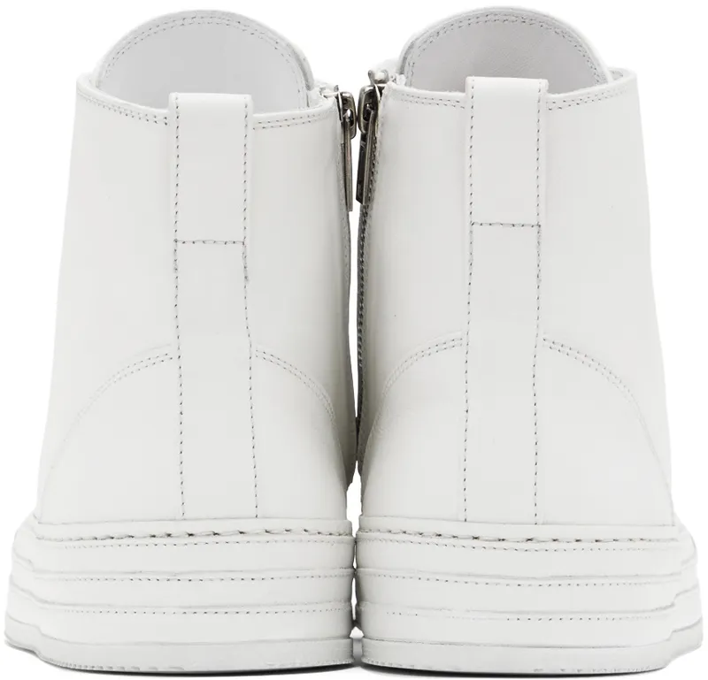 Ann Demeulemeester White Leather Raven Sneakers (2201-W-N01-385-001)