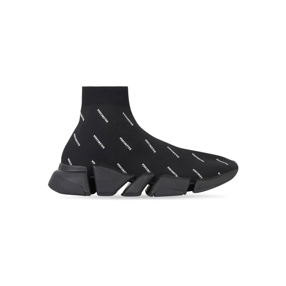 Balenciaga Speed Trainer 2.0 All Over Logo Black White (W) (617196W2DBO1090)