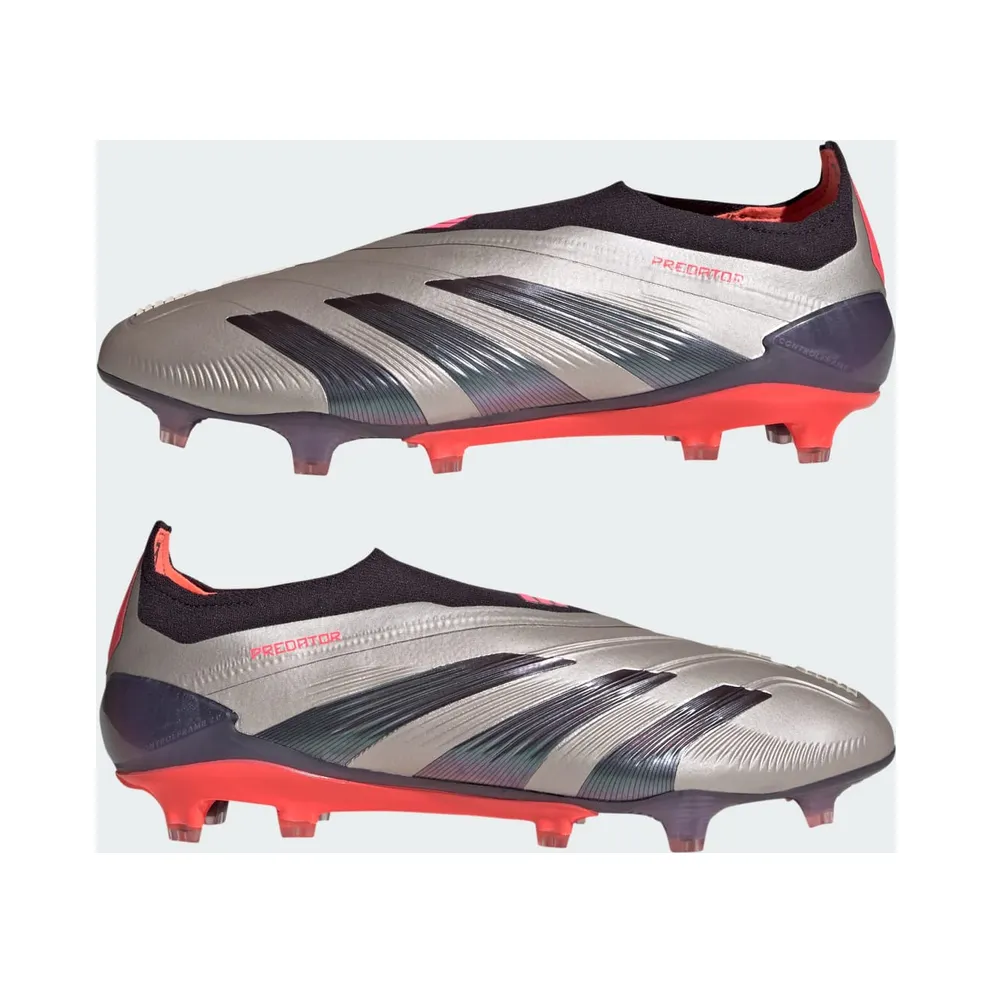 adidas Predator Elite Laceless Firm Ground Boots “Platinum Metallic / Aurora Black / Carbon” (IF8862)