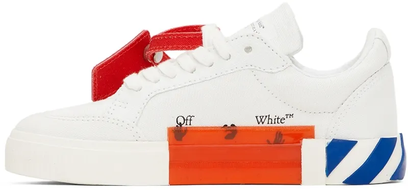 Off-White Kids White & Blue Canvas Vulcanized Low Sneakers (OBIA003F21FAB0010145)