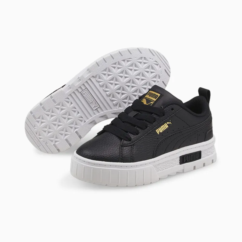 PUMA Mayze Leather Kids’ Black/Gold (384528-02)