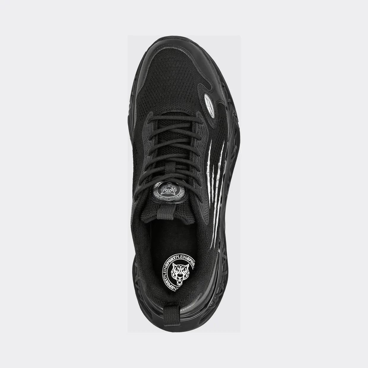 Plein Sport Lace-Up Low-Top Sneakers in Technical Mesh with Rear Logo Black (FABSUSC0338STE003N02) (2)