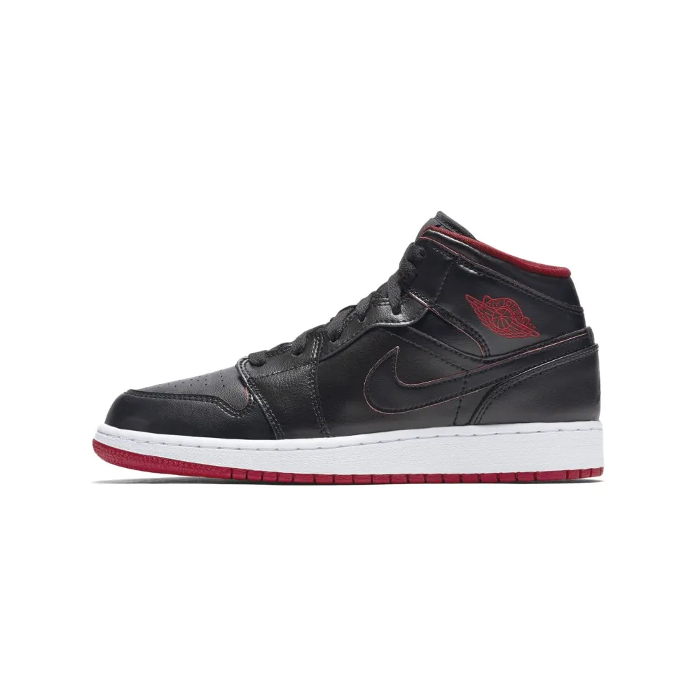Jordan 1 Mid Lance Mountain Bred (GS) Black/White-Gym Red-Black (554725-028)