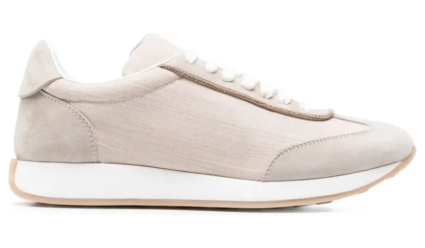 Fabiana Filippi Sneakers met vlakken en kralen – Beige (ASD216A844M509)