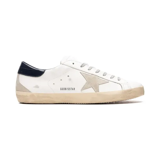 Golden Goose Super-Star met suède ster en blauwe hiellus “White” (GMF00102F000311)