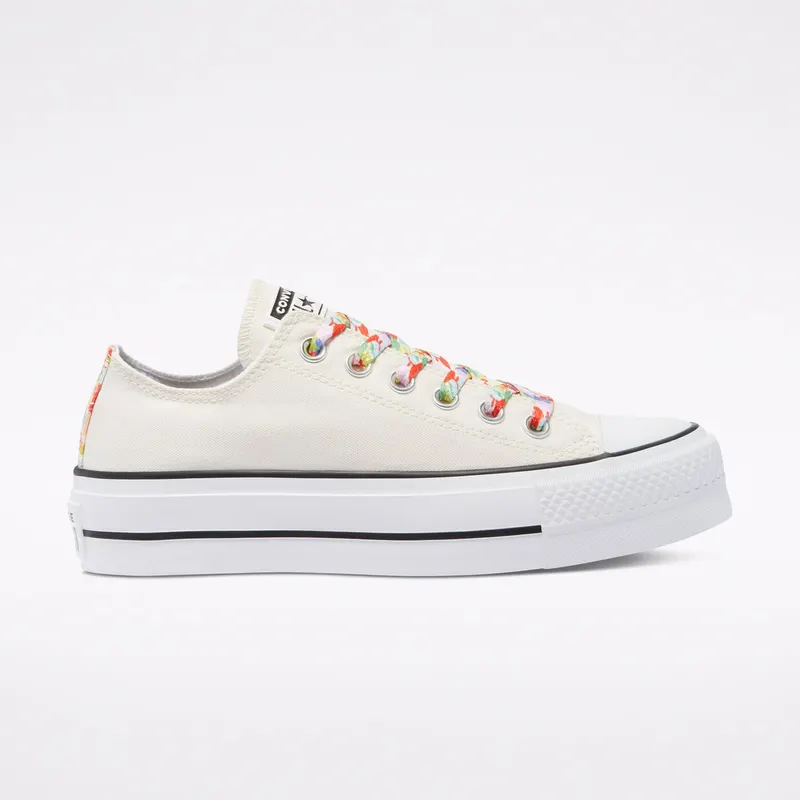 Converse Floral Print Platform Chuck Taylor All Star Low Top Egret/White/bright Poppy (570920C)
