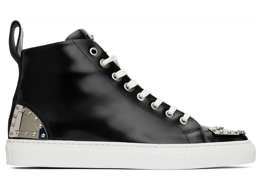Moschino Black Metal Plaque Sneakers (MB15322G1F GB0)