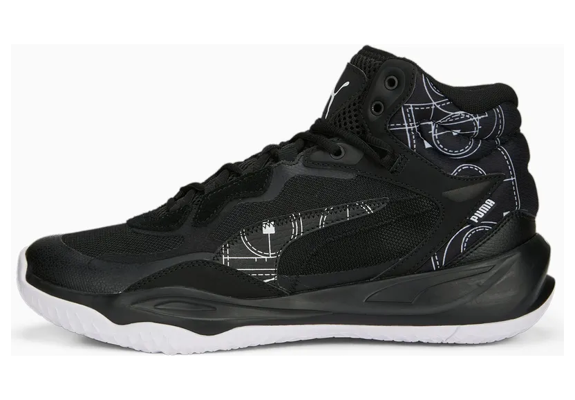 Puma Playmaker Pro Mid Courtside basketbalschoenen Wit/Zwart (378326-01)