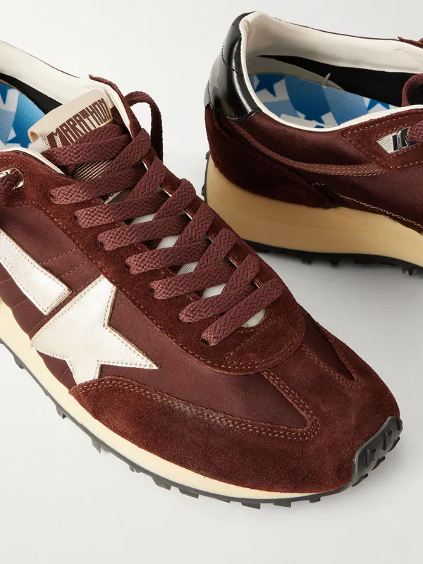 Golden Goose Marathon Suede and Leather-Trimmed Satin Sneakers Brown (GMF00683.F007841) (5)