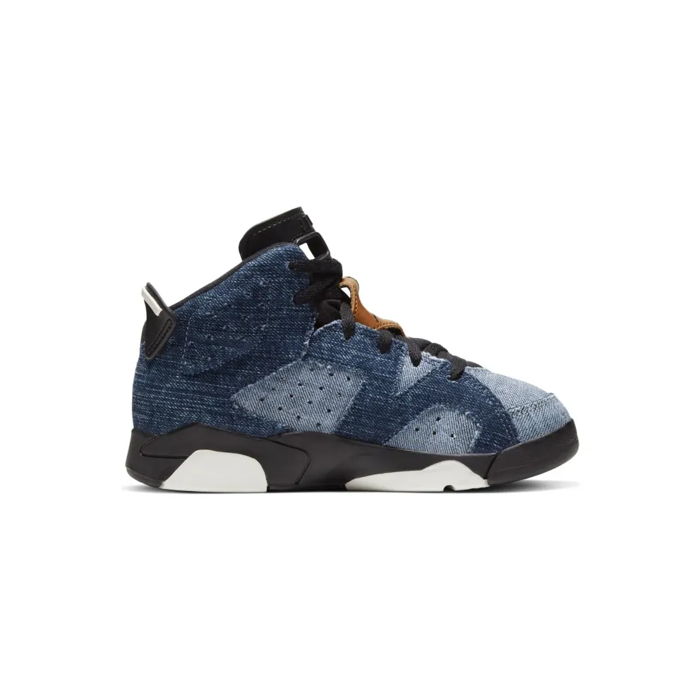 Jordan 6 Retro Washed Denim (PS) Washed Denim/Sail-Varsity Red-Black (CV5487-401)