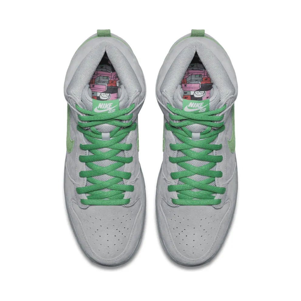 Nike Dunk SB High Silver Box Metallic Silver/Hyper Green-Gum Yellow (313171-039)