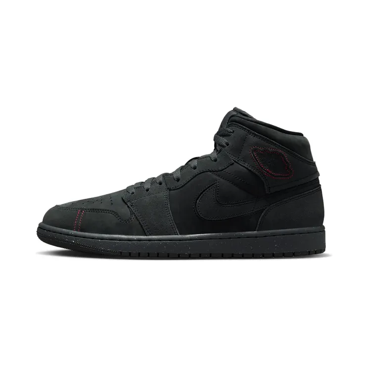 Jordan 1 Mid SE Craft “Dark Smoke Grey / Varsity Red / Black” (FD8634-001)