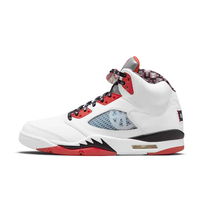 Air Jordan 5 Quai 54 White University Red Black (2021) (DJ7903-106)
