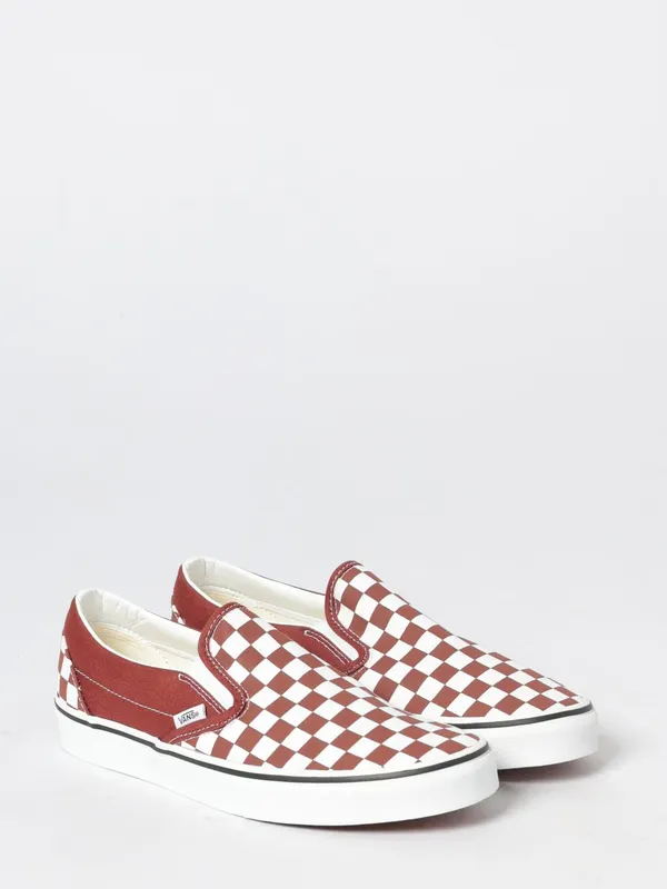 Vans Classic Slip-On Cotton Sneakers with Brown Checkered Print Brown (VN000DAHFSB1)