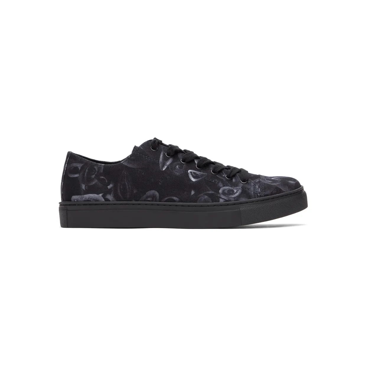 Yohji Yamamoto Black Canvas Eye Print Low-Top Sneakers (HD-E04-063)