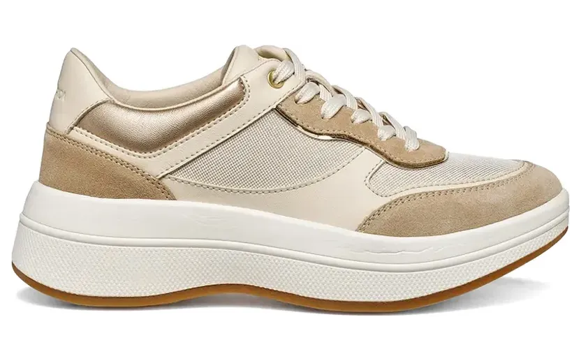 Geox Spherica Ecub-3 sneakers met metallic vlak – Beige (D65WTD09BASC1S5K)