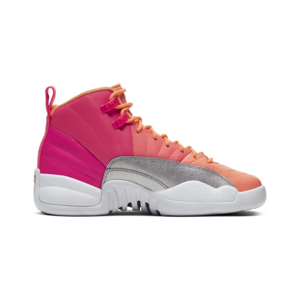 Jordan 12 Retro Sunrise (GS) Racer Pink/White-Hot Punch-Bright Mango-Sunset Pulse-Metallic Silver (510815-601)
