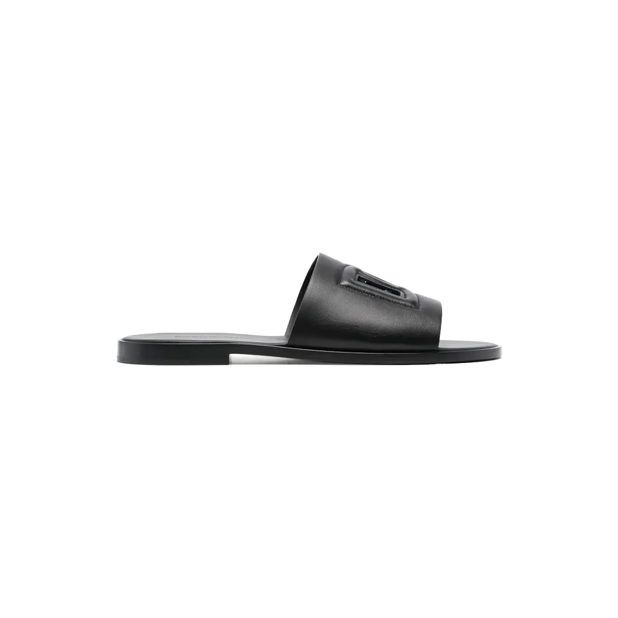Dolce & Gabbana Leather Slides DG Cutout Black (A80397 AO602 80999)