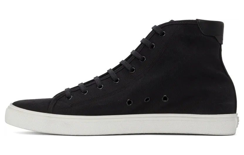 Saint Laurent Black Canvas Malibu Mid-Top Sneakers (606075GUZ20) (3)