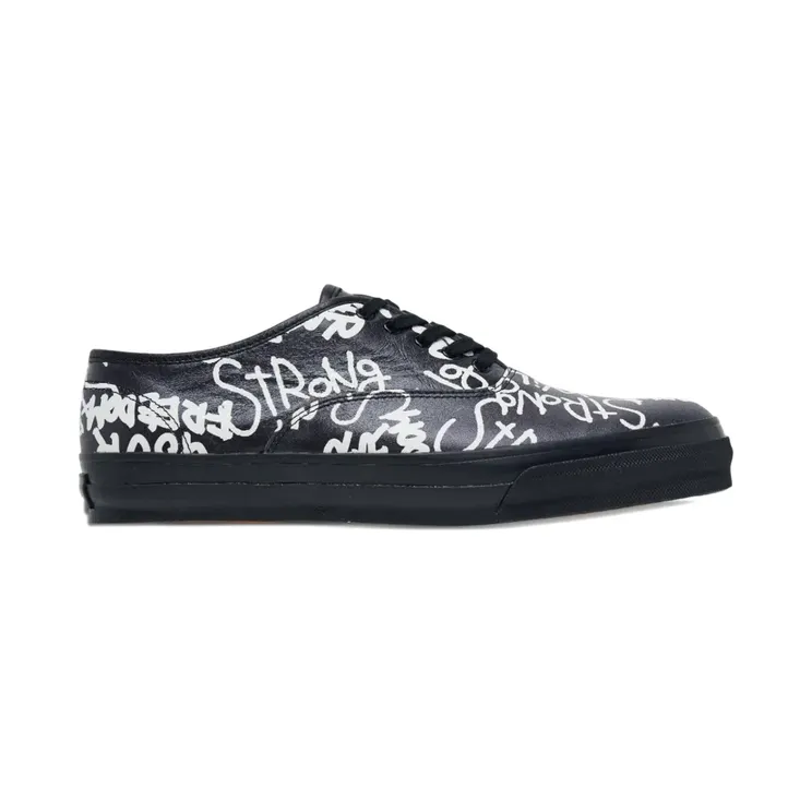Comme Des Garçons Leren met Message-print “Black” (RPK10400111A)