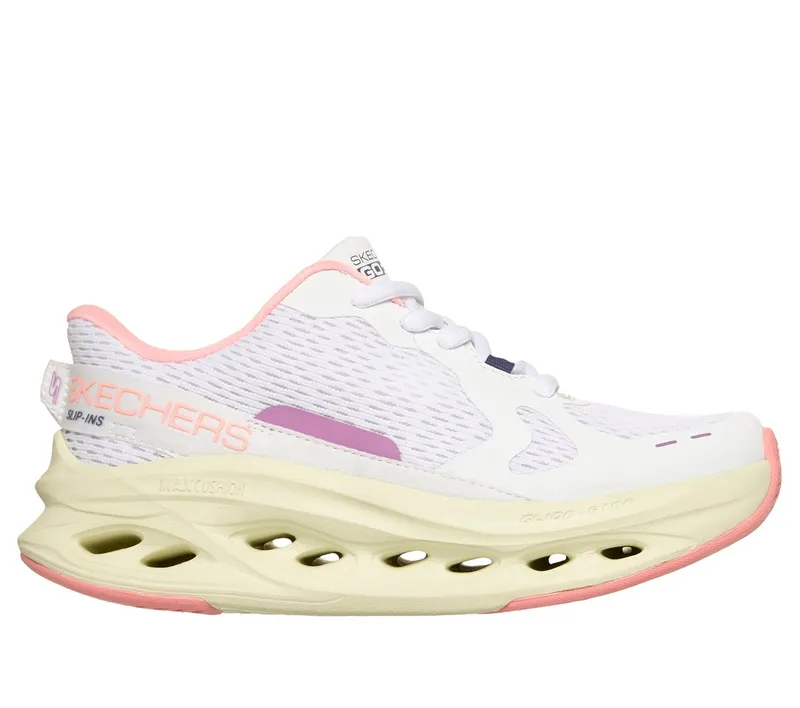 Skechers Slip-ins: Max Cushioning Glide-Step – Smooth Soles Sneaker White/Pink