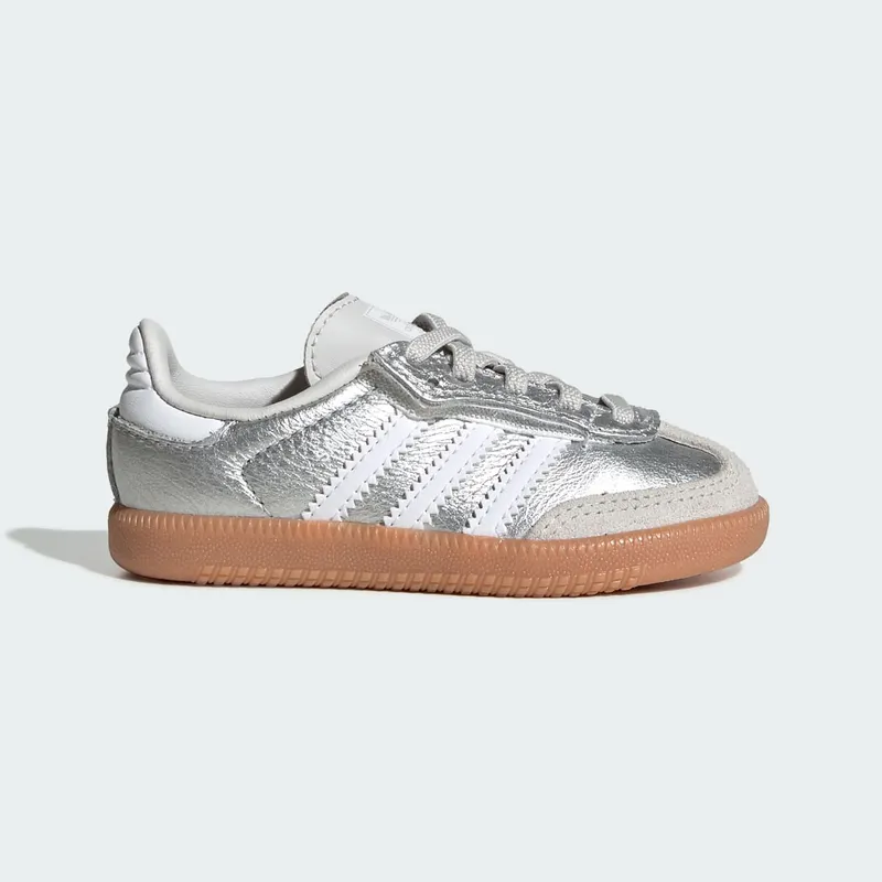 Adidas SAMBA OG COMFORT CLOSURE ELASTIC LACE Shoes Silver Metallic / Cloud White / Gum (KK2346)