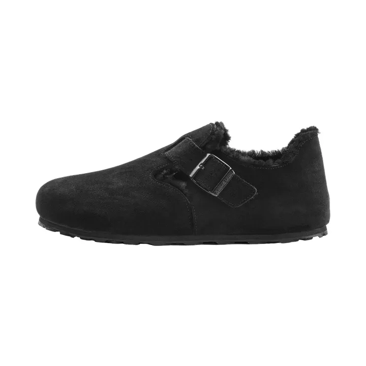 Birkenstock London Shearling Suede Leather “Shearling Black – Narrow Width” (1014961)