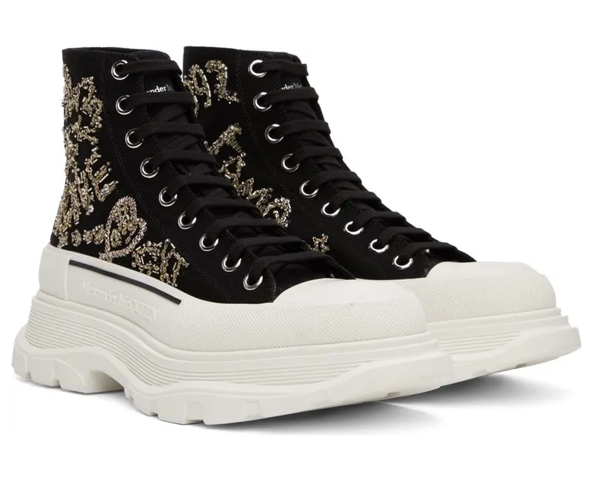 Alexander McQueen Black Slick Platform 1320 BLK/OF.WHI/BLK/ (711110W4TGC) (4)