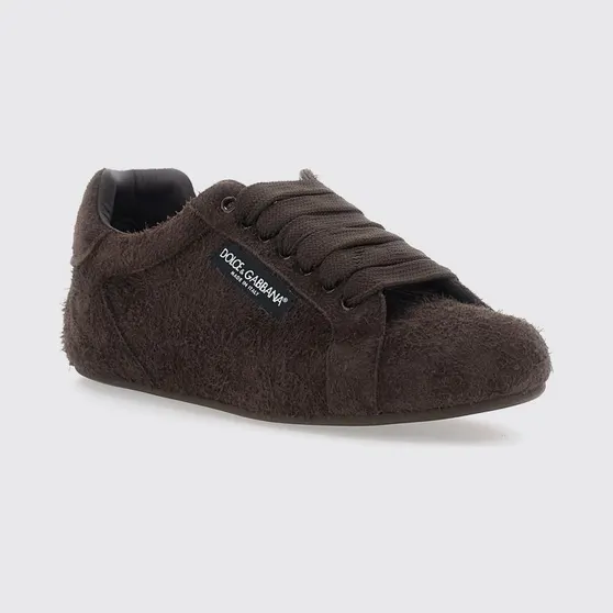 Dolce & Gabbana Portofino Soft Sneakers in Suede Calfskin Dark (CS2471A098187754)