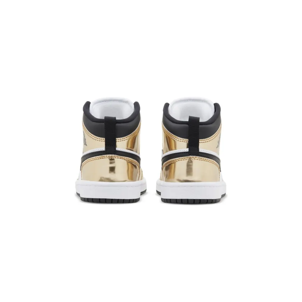 Jordan 1 Mid Metallic Gold Black White (PS) Metallic Gold/Black-White-Black (DC1422-700)