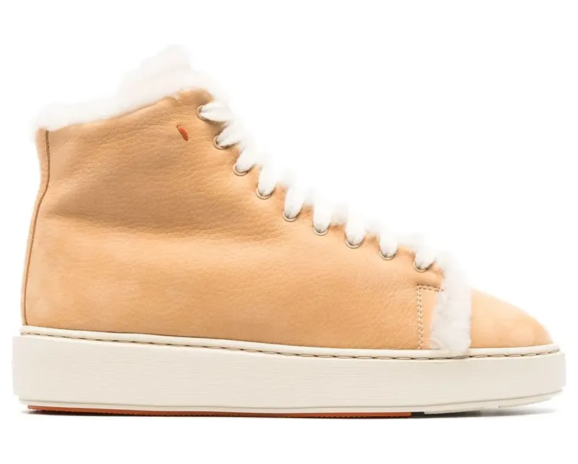Santoni High-Top-Sneakers mit Shearling – Nude (WBCD61041TIAP)