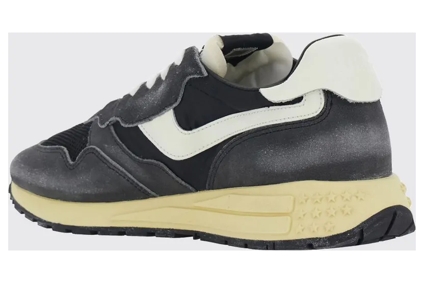 Autry Reelwind Sneakers in Leather and Nylon with Worn Effect Black 1 (WWLMQ07S) (2)