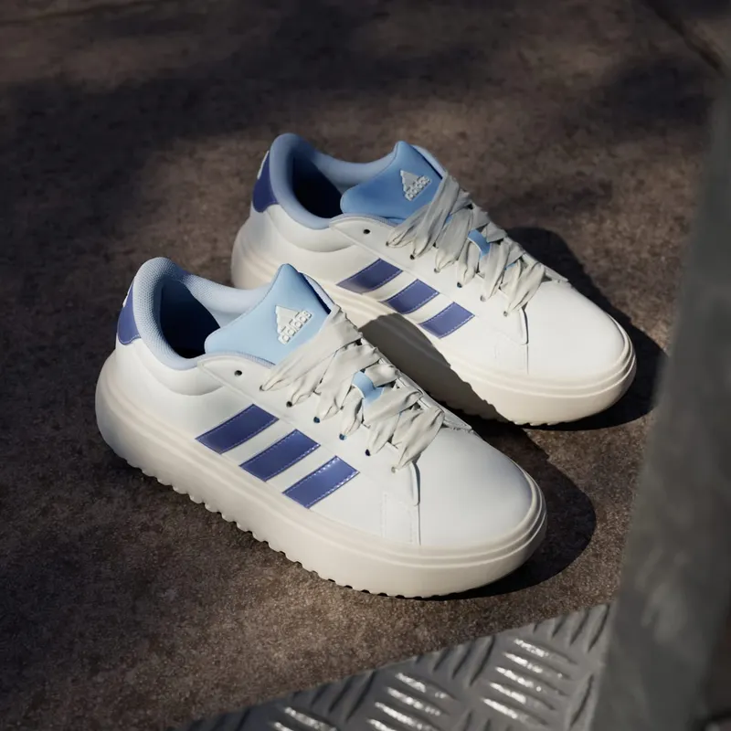 Adidas Grand Court Platform Shoes Off White / Blue Spark Met. / Wonder White (JR0706)