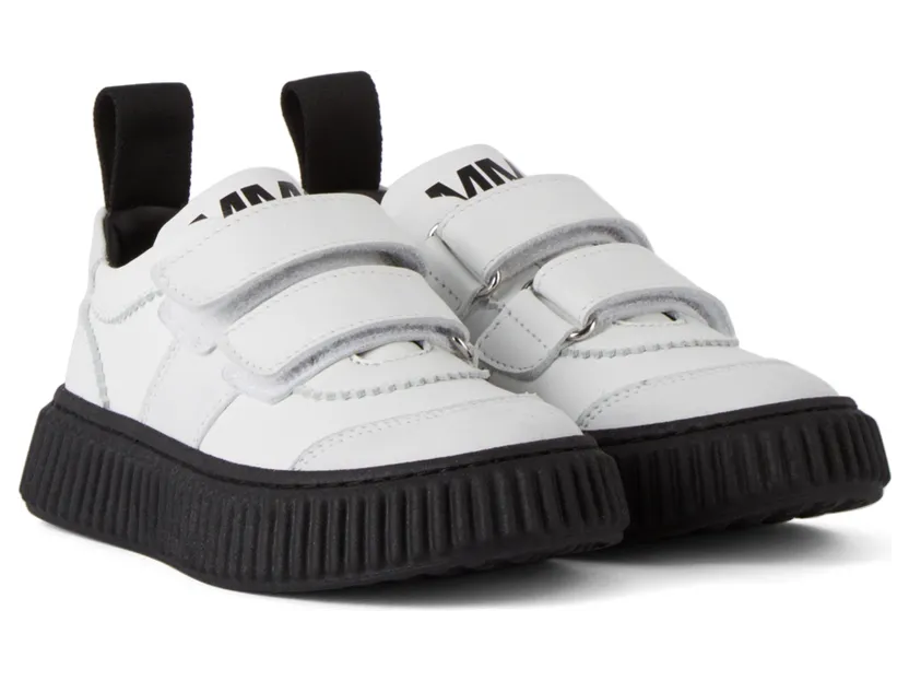 MM6 Maison Margiela Kids White Velcro Low Sneakers (68976) (4)