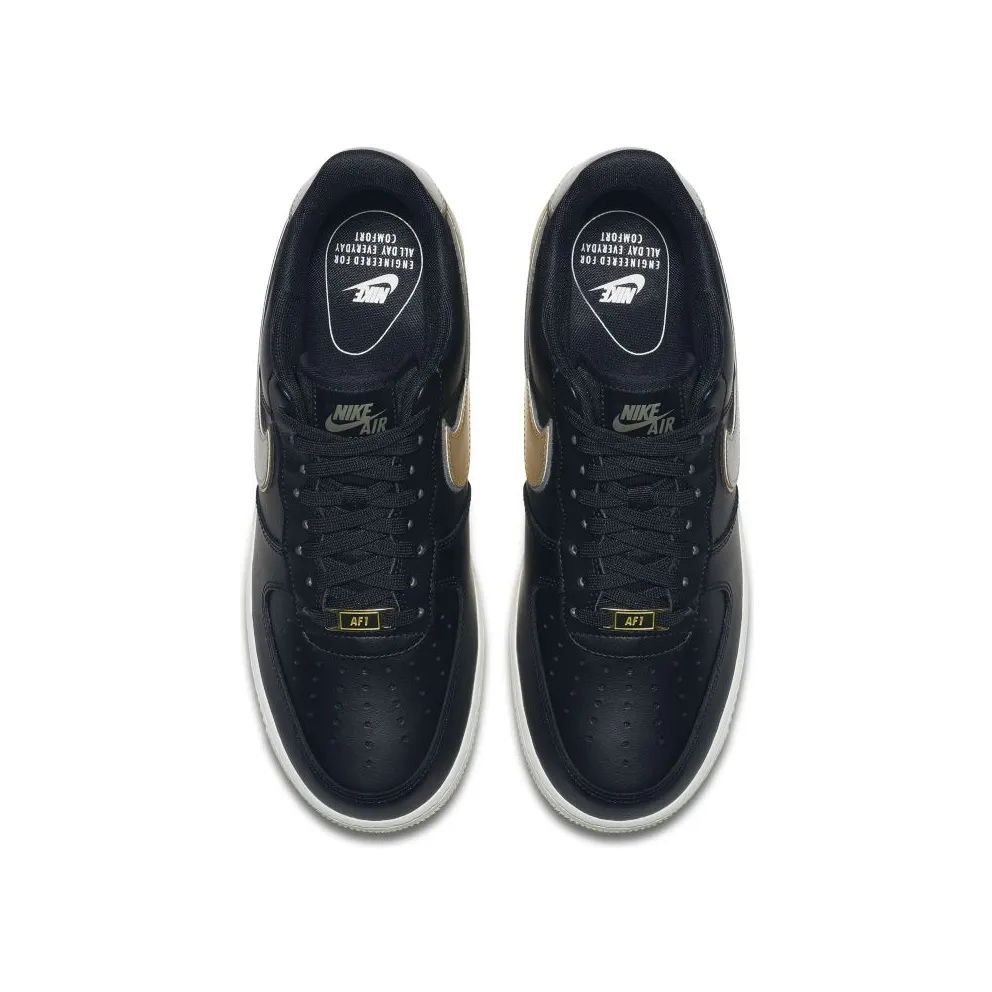 Nike Air Force 1 Low Metallic Swoosh Black (W) Black/Summit White-Metallic Gold-Metallic Platinum (AR0642-002)