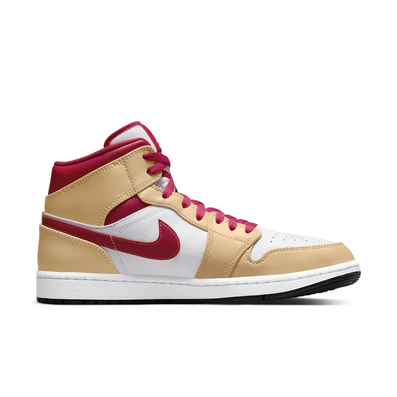 Air Jordan 1 Mid Beige White Red (554724-201)