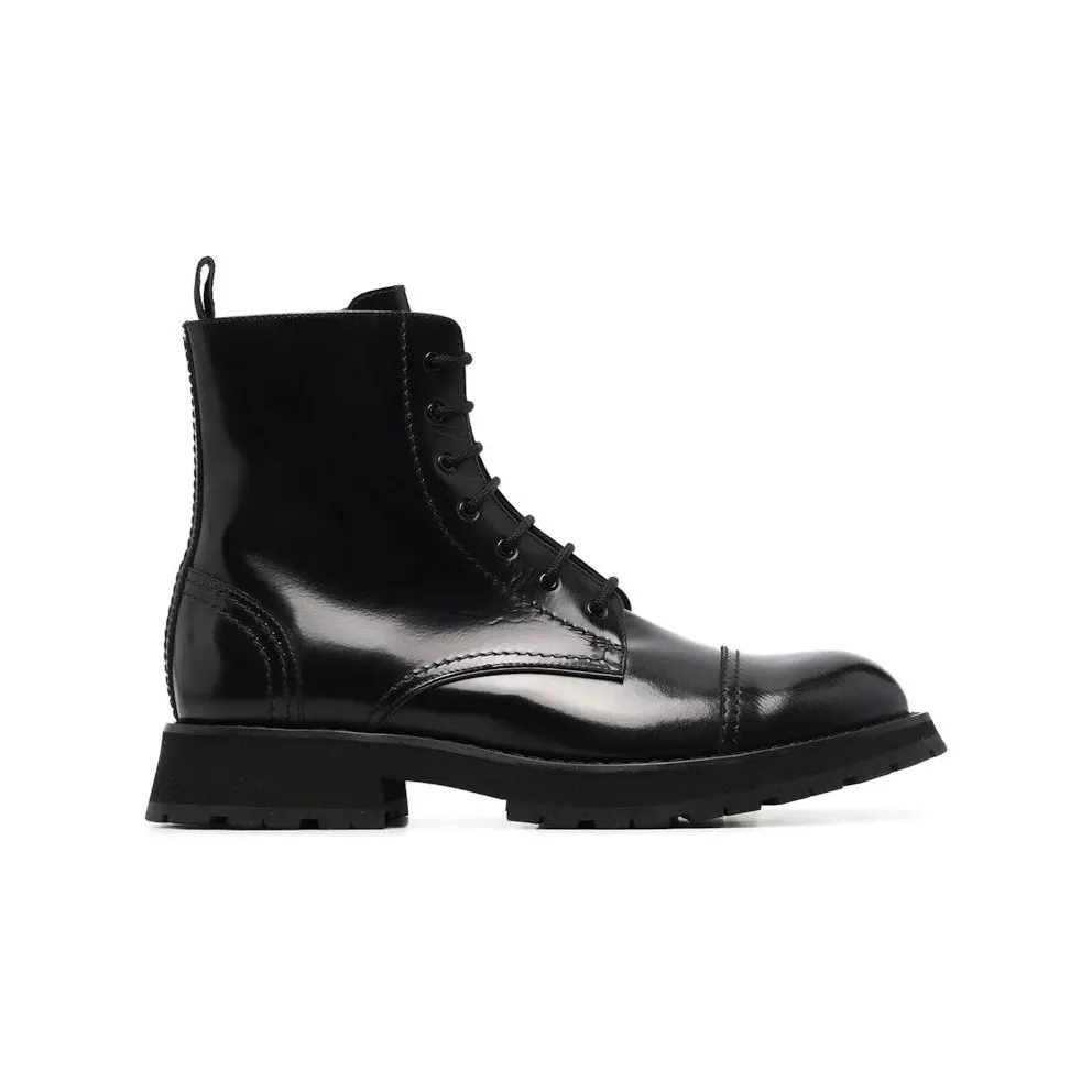 Alexander McQueen Lace Up Ankle Boot Black (708172 WIC61 1000)